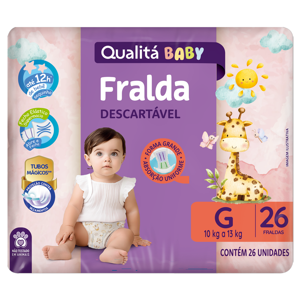 Fralda Descartável Qualitá Baby G Pacote 26 Unidades