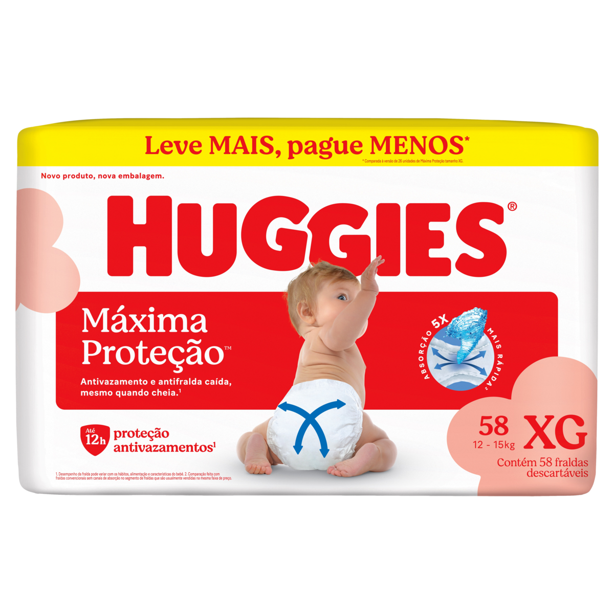 Fralda Huggies Supreme Care XG - 58 fraldas