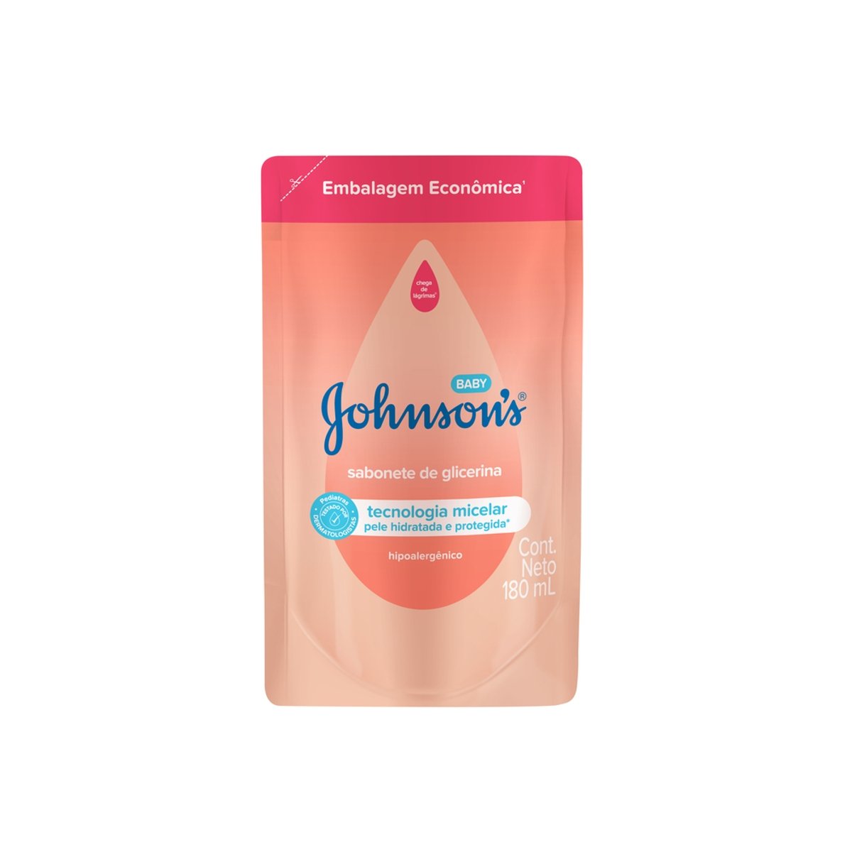 Sabonete Líquido de Glicerina da Cabeça aos Pés Johnson's Baby Sachê 180ml Refil Embalagem Econômica