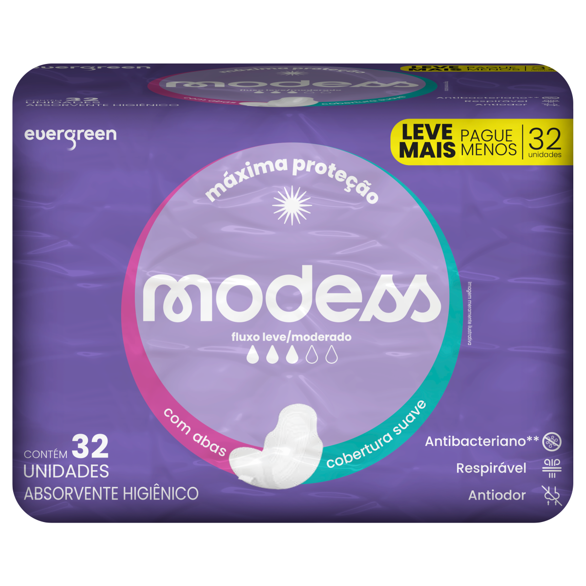 Absorvente Suave com Abas Modess 32 Unidades