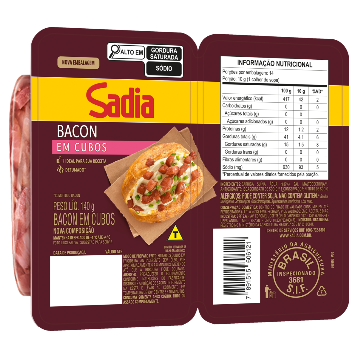 Bacon em Cubos Defumado Sadia 140g