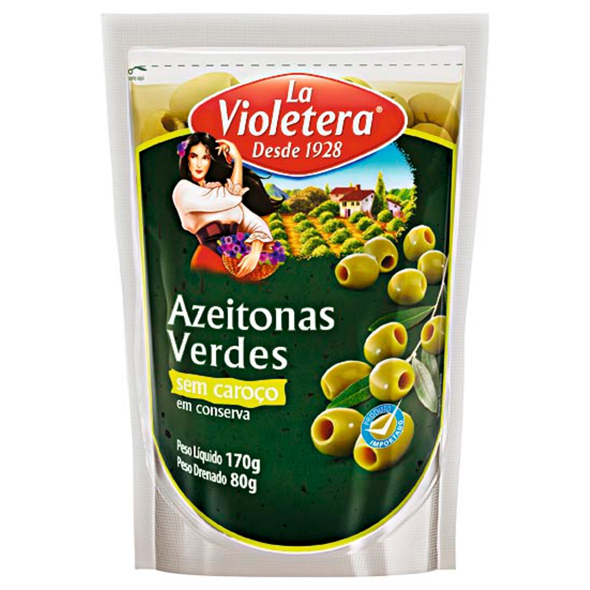 Azeitona Verde sem Caroço LA VIOLETERA Sachê 80g