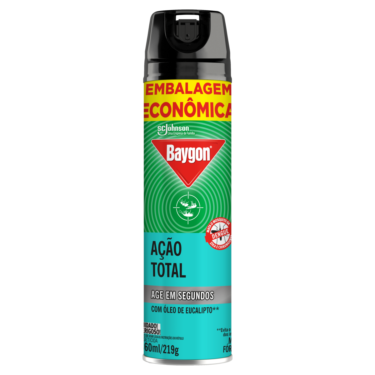 Inseticida Aerossol Ação Total Óleo de Eucalipto Baygon Frasco 360ml Spray Embalagem Econômica