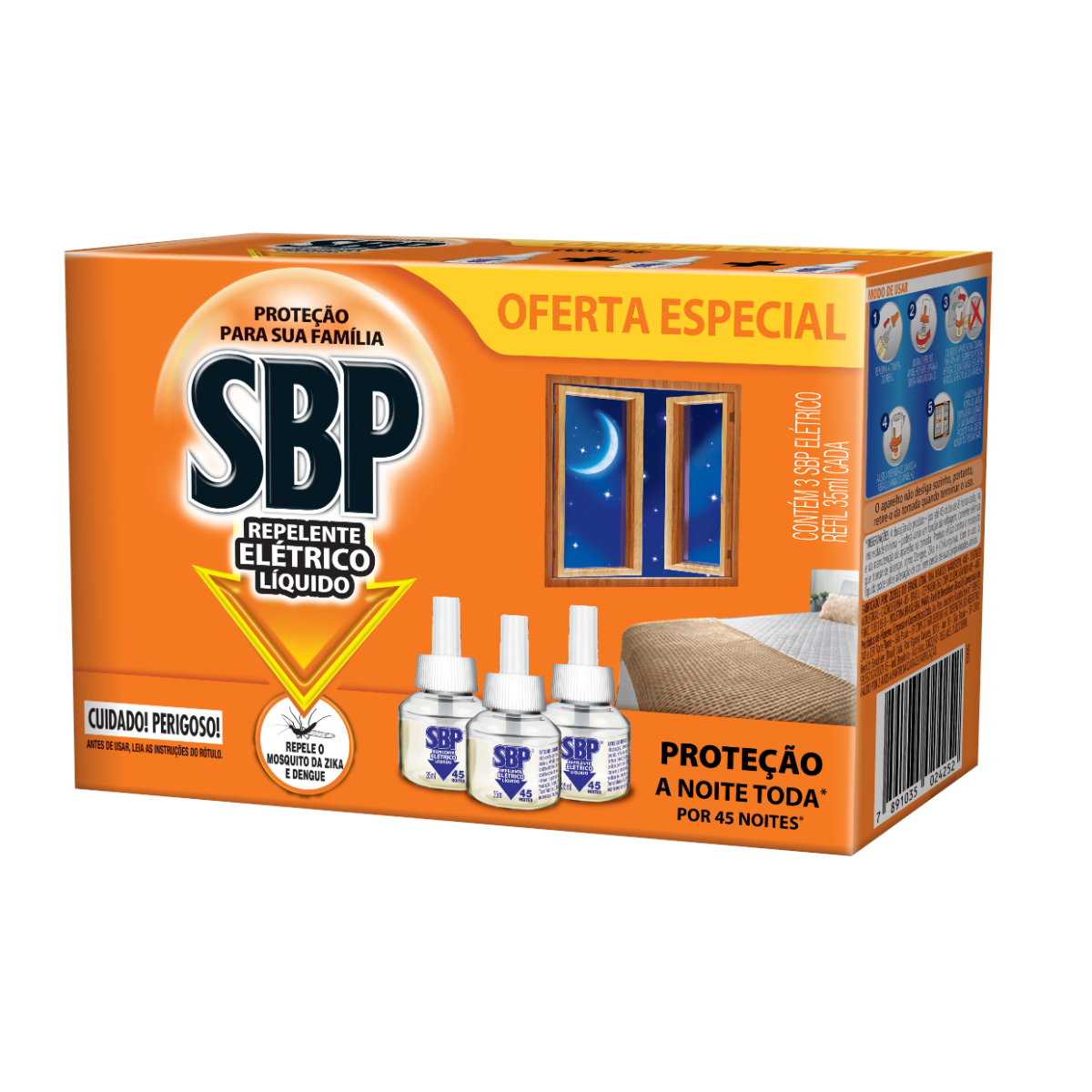Repelente Líquido Elétrico SBP Caixa 3 Unidades 32,9ml Cada Refil
