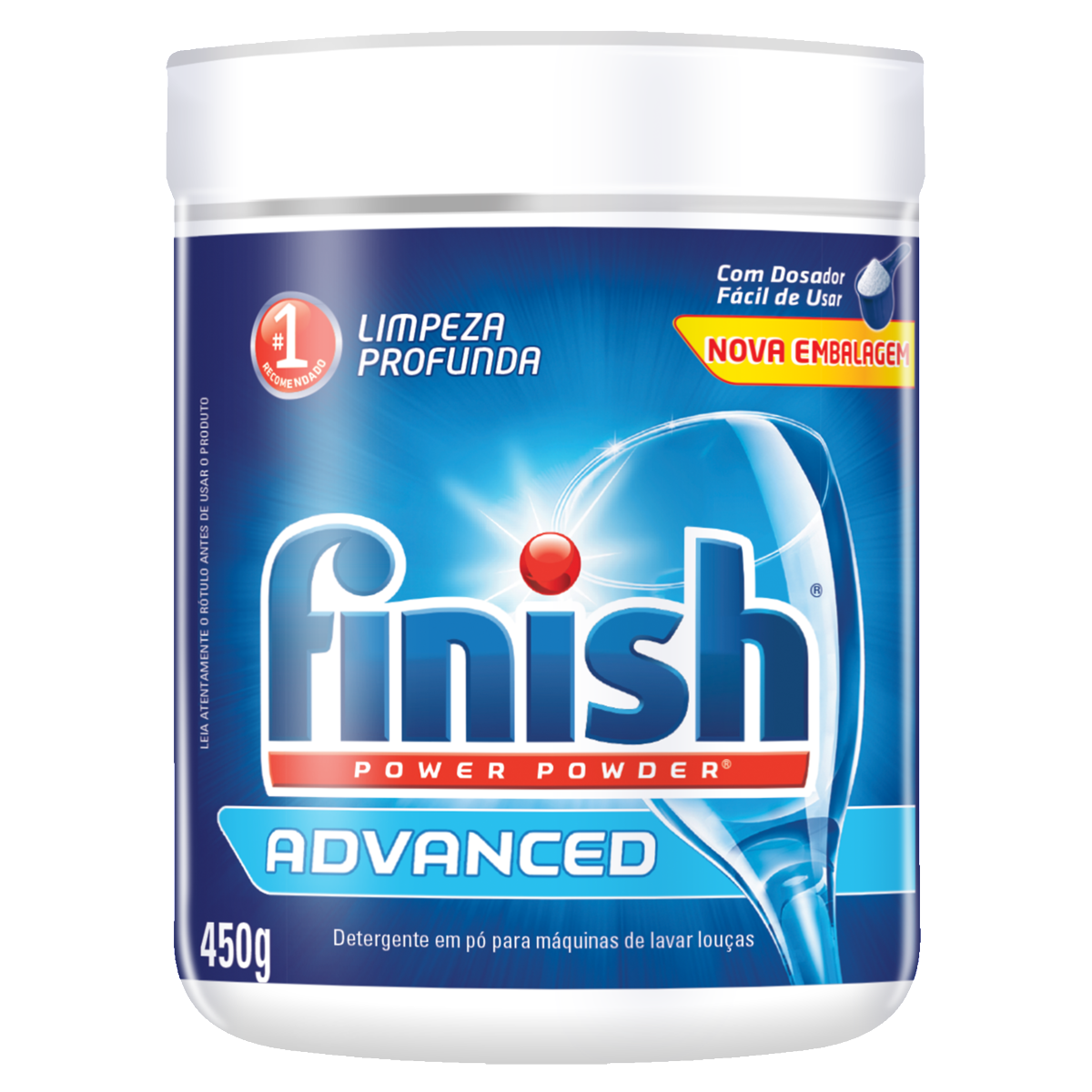 Detergente Pó para Máquina de Lavar Louças Finish Power Powder Advanced Pote 450g