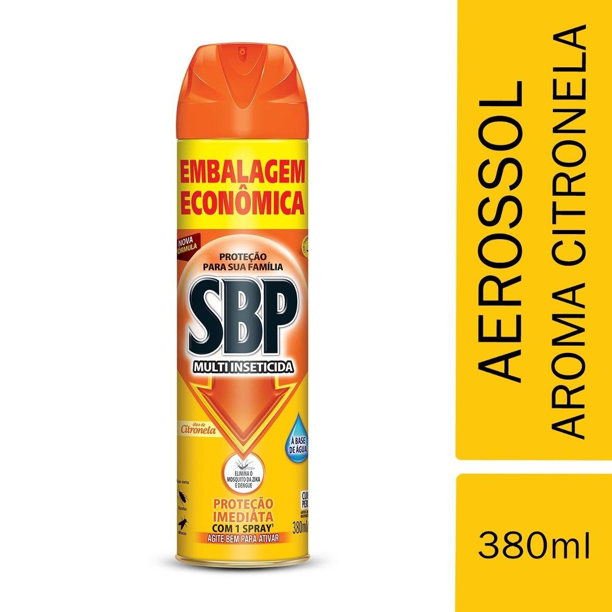 Multi-Inseticida Aerossol Óleo de Citronela SBP Frasco 380ml Spray Embalagem Econômica