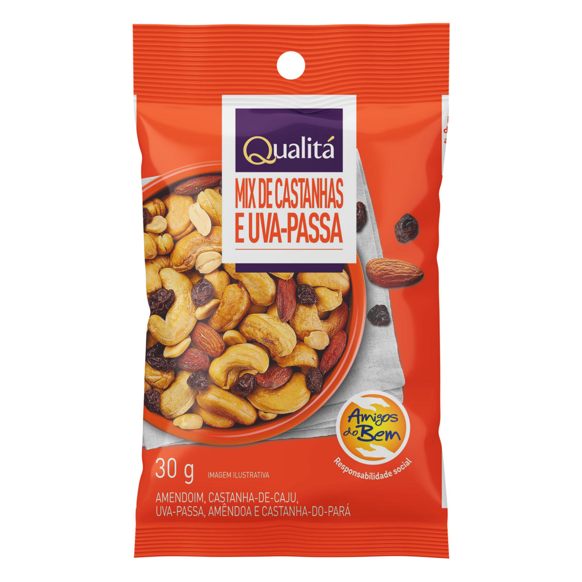 Mix de Castanhas e Uva Passa QUALITÁ 30g