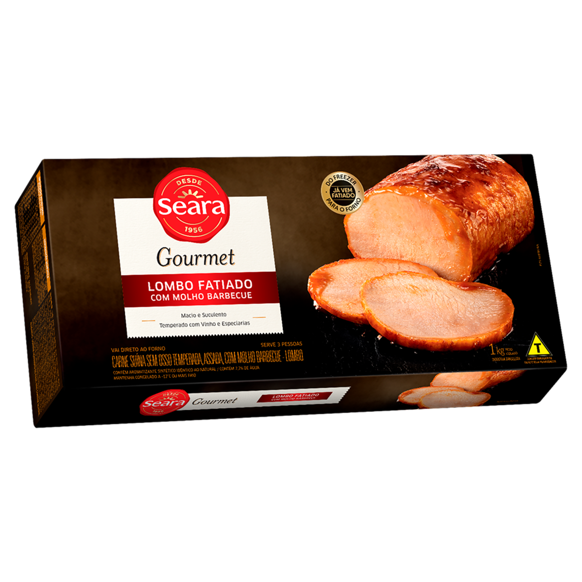 Lombo Suíno Fatiado Temperado com Molho Barbecue sem Osso Seara Gourmet 1kg