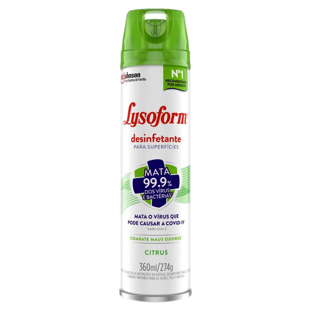 Desinfetante Aerossol Superfícies Citrus Lysoform Frasco 360ml Spray