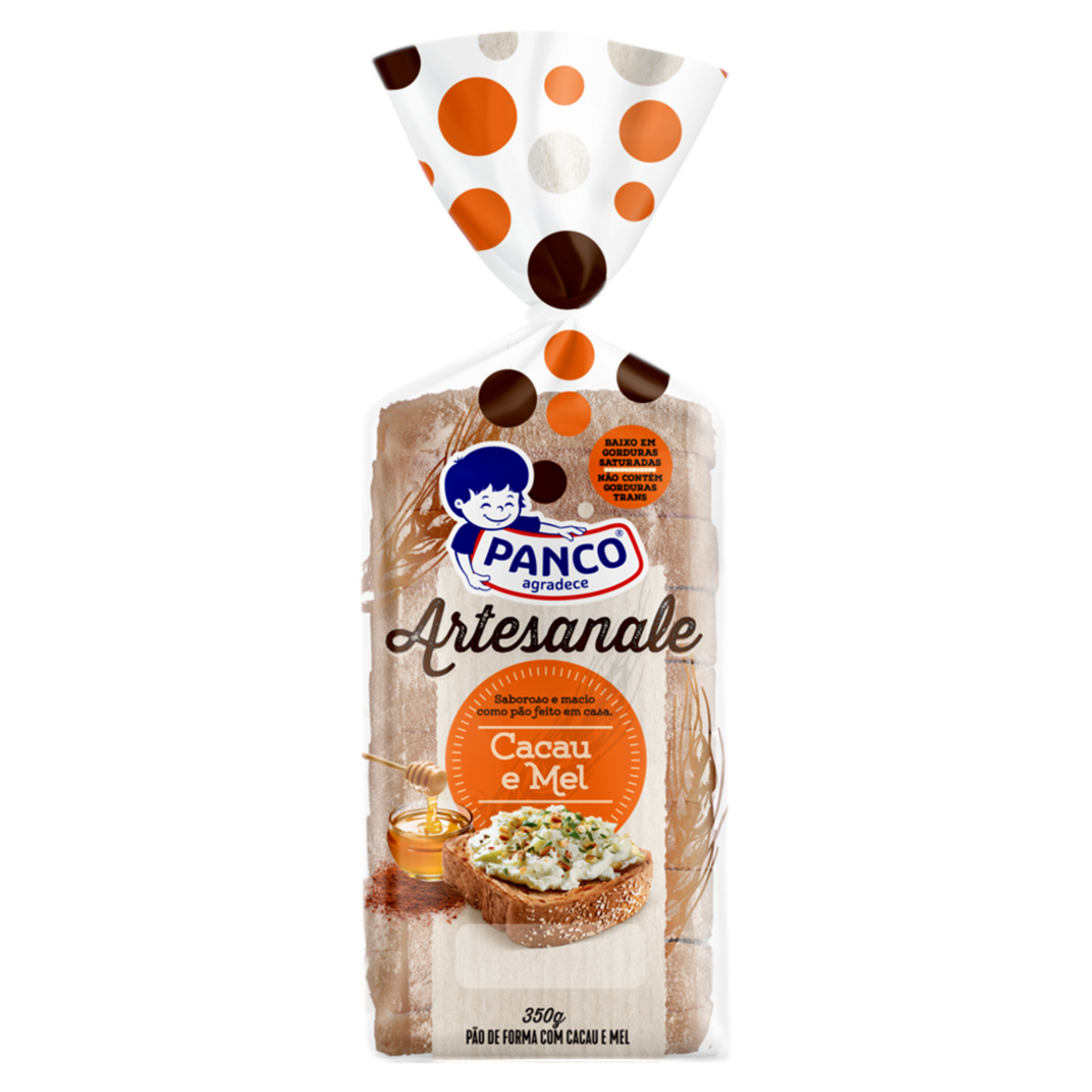 Pão de Forma Cacau e Mel Panco Artesanale Pacote 350g