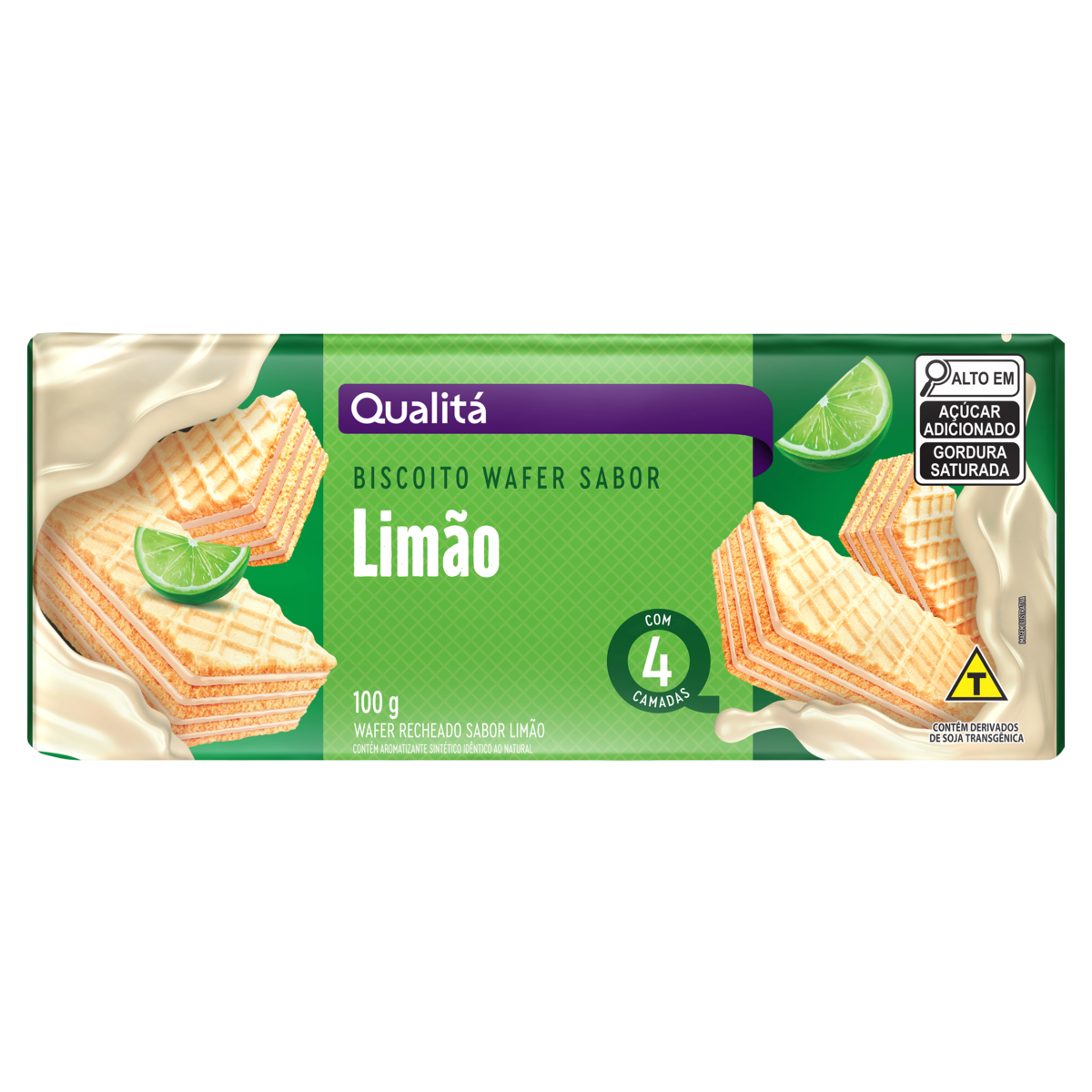 Biscoito Wafer Recheio Limão Qualitá Pacote 100g