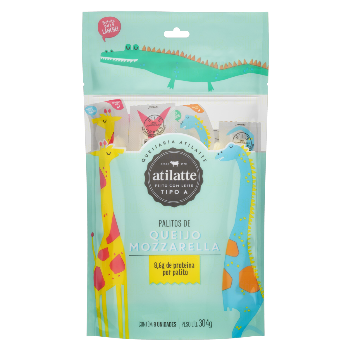 Queijo Mussarela Palito Atilatte 304g 8 Unidades