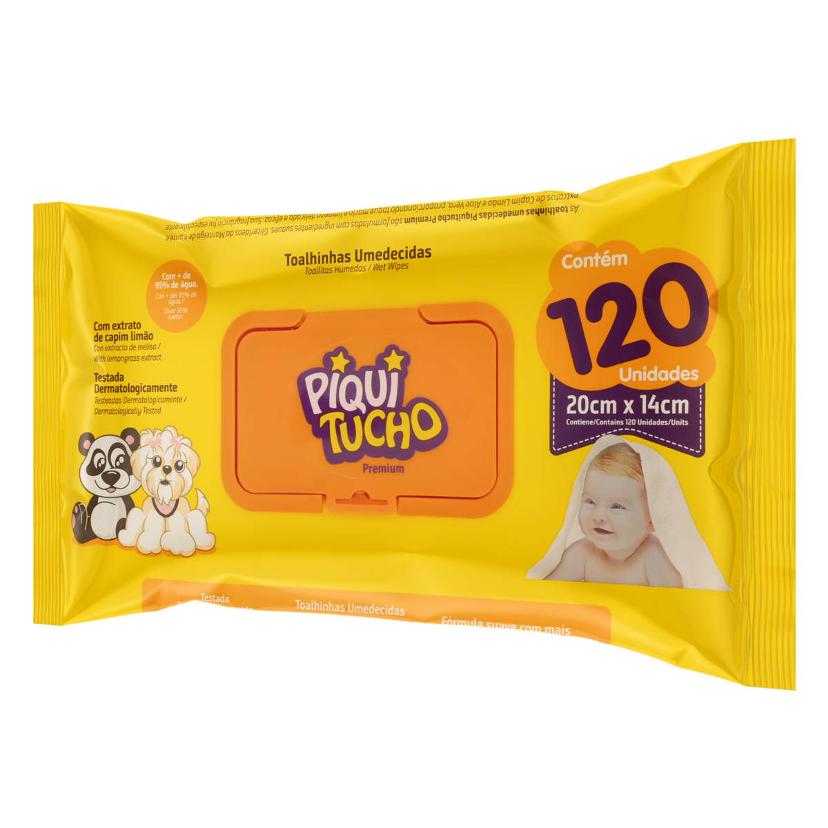 Toalha Umedecida Macia Piquitucho Premium Pacote 120 Unidades