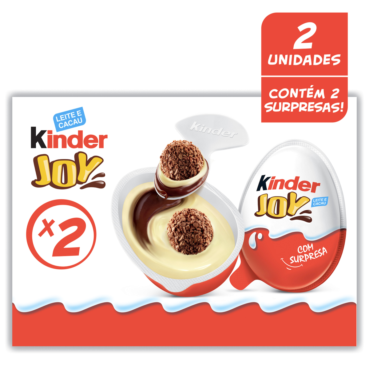 Pack Chocolate Recheio Creme de Cacau e Leite Kinder Joy Caixa 40g 2 Unidades