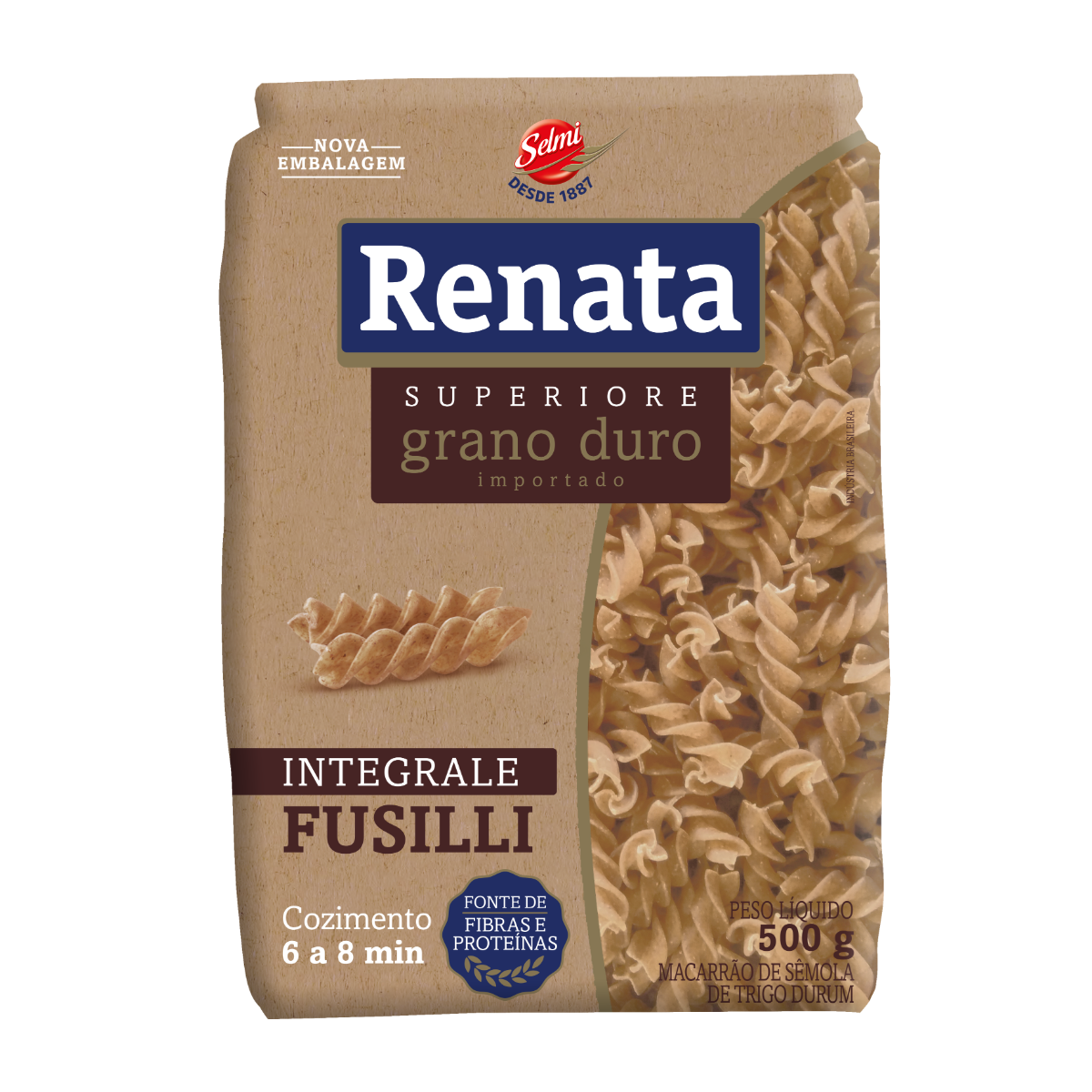 Macarrão de Sêmola de Trigo Grano Duro Integral Fusilli Renata Superiore Pacote 500g