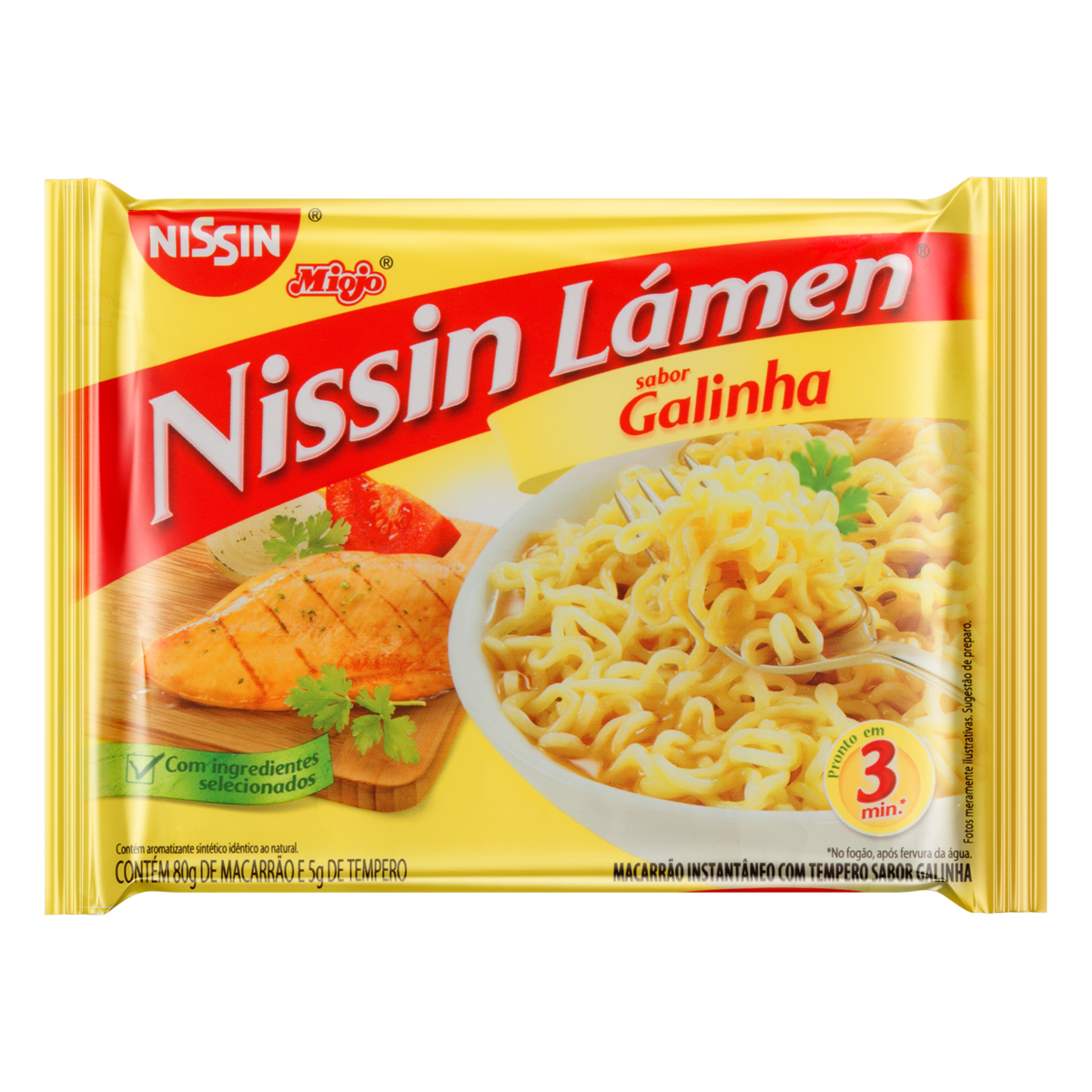 Macarrão Instantâneo de Galinha Nissin Miojo Lámen Pacote 85g