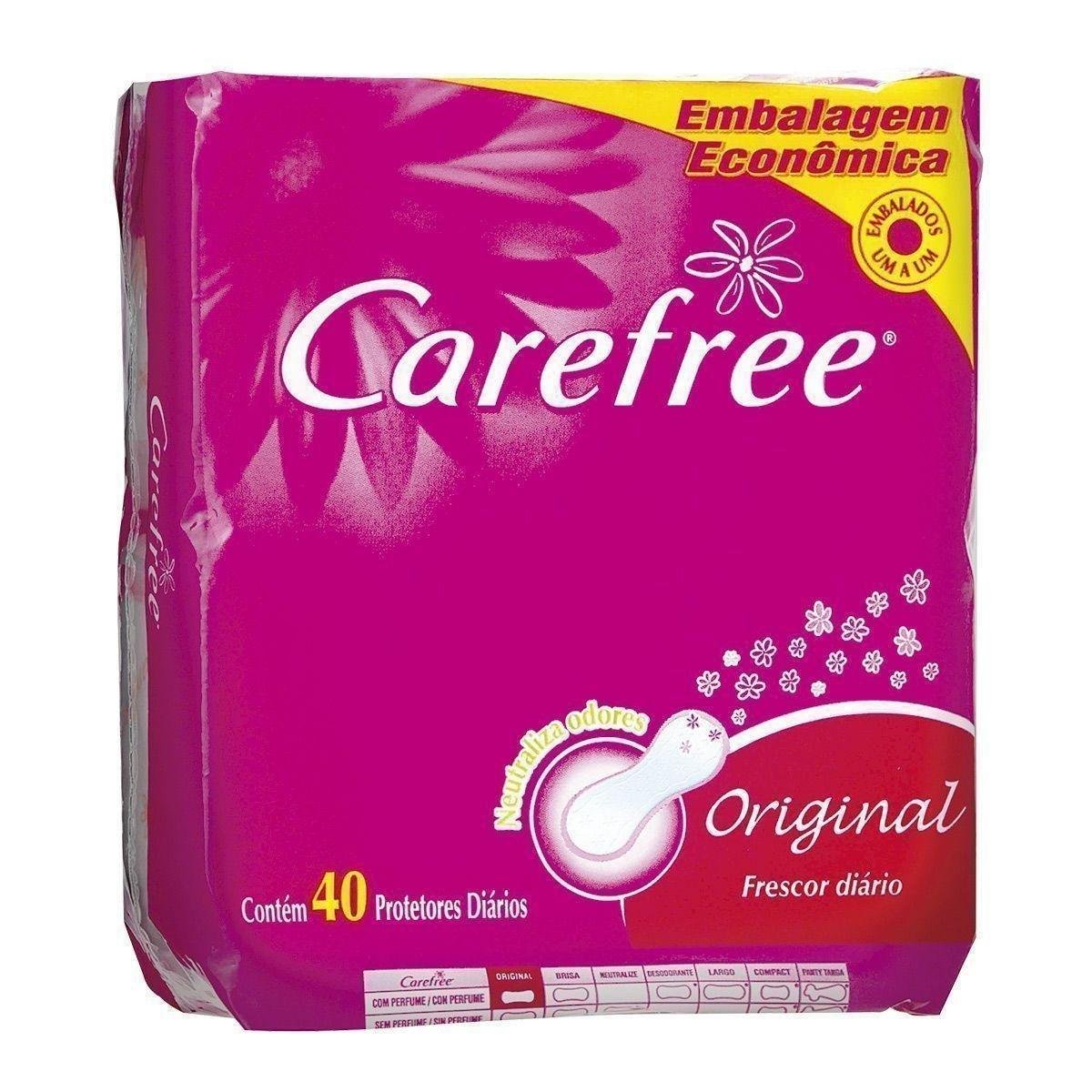 Protetor Diário sem Abas com Perfume Carefree Proteção Pacote 40 Unidades Leve Mais Pague Menos