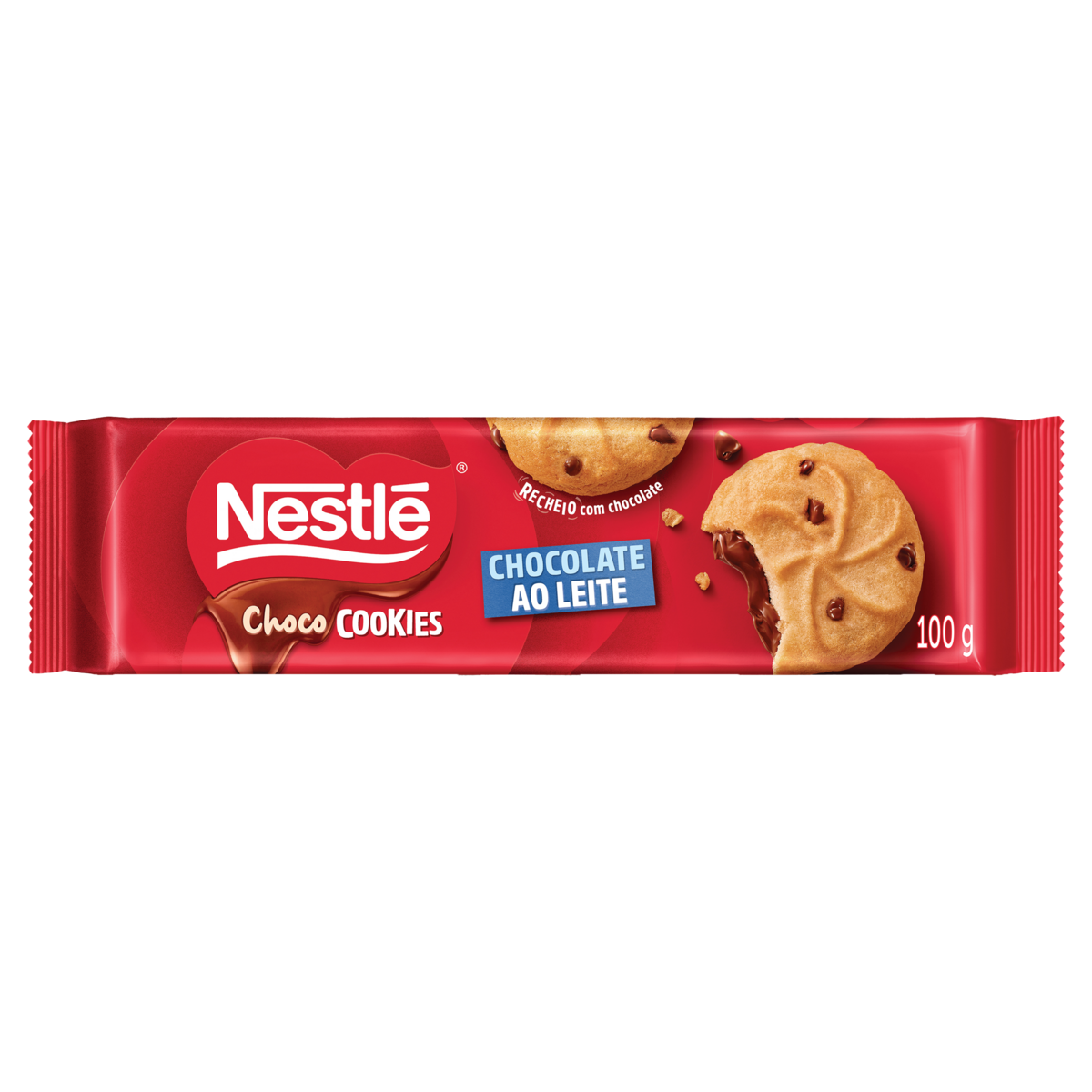 Biscoito Cookie com Gotas de Chocolate Recheio Chocolate ao Leite Nestlé Choco Cookies Pacote 100g
