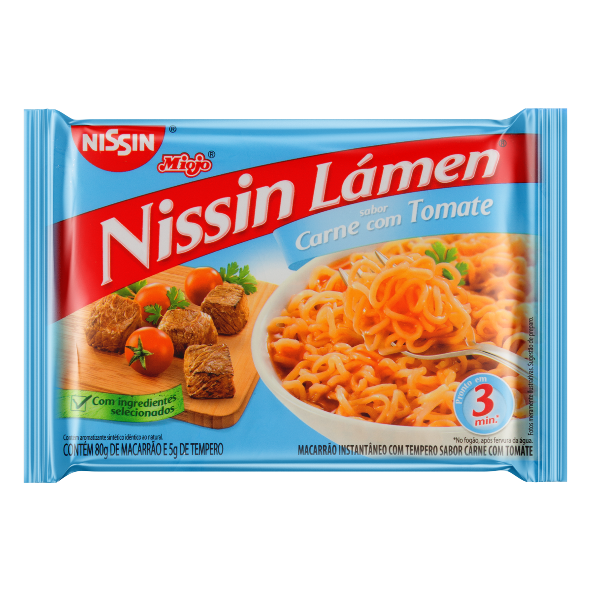 Macarrão Instantâneo de Carne com Tomate Nissin Miojo Lámen Pacote 85g