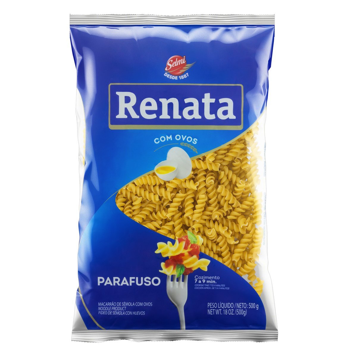 Macarrão de Sêmola com Ovos Parafuso Renata Pacote 500g