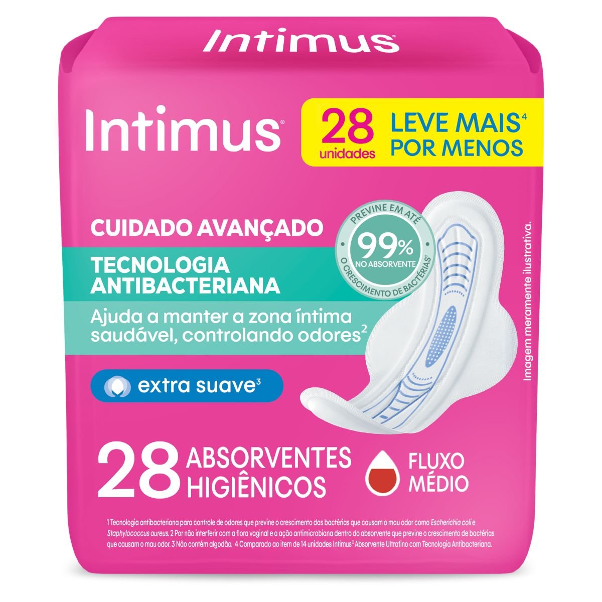 Absorvente com Abas Antibacteriano Ultrafino Intimus Pacote 28 Unidades Leve Mais Pague Menos