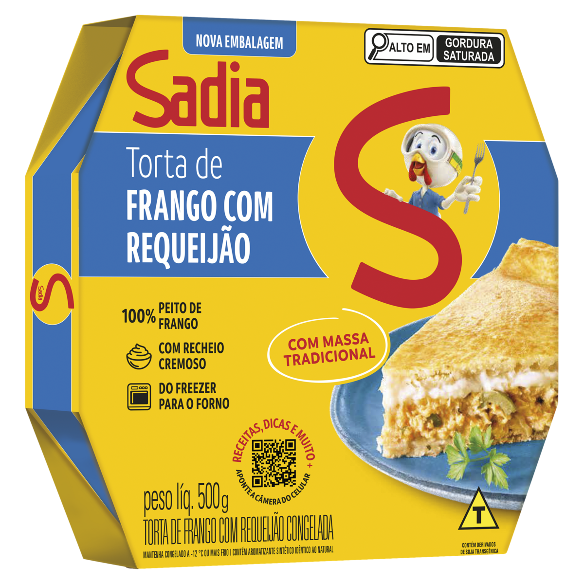 Torta Congelada Frango com Requeijão Sadia Caixa 500g