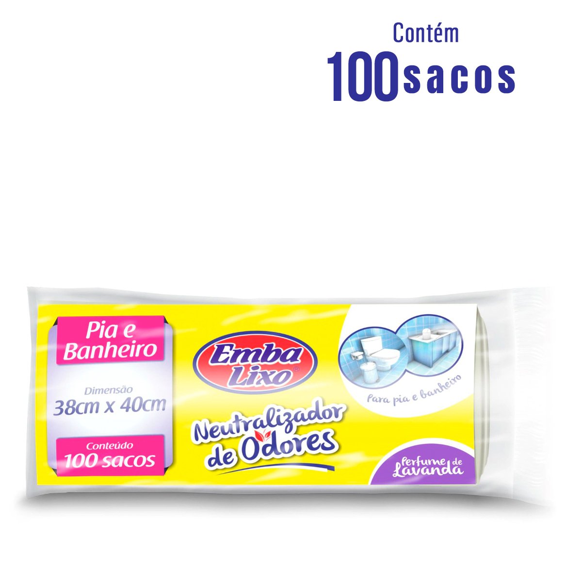 Saco para Lixo Pia e Banheiro Lavanda 1kg Embalixo 100 Unidades