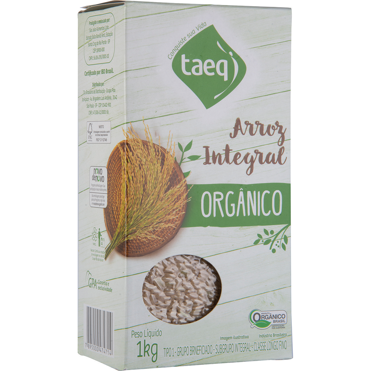 Arroz Integral Orgânico a Vácuo TAEQ 1 Kg
