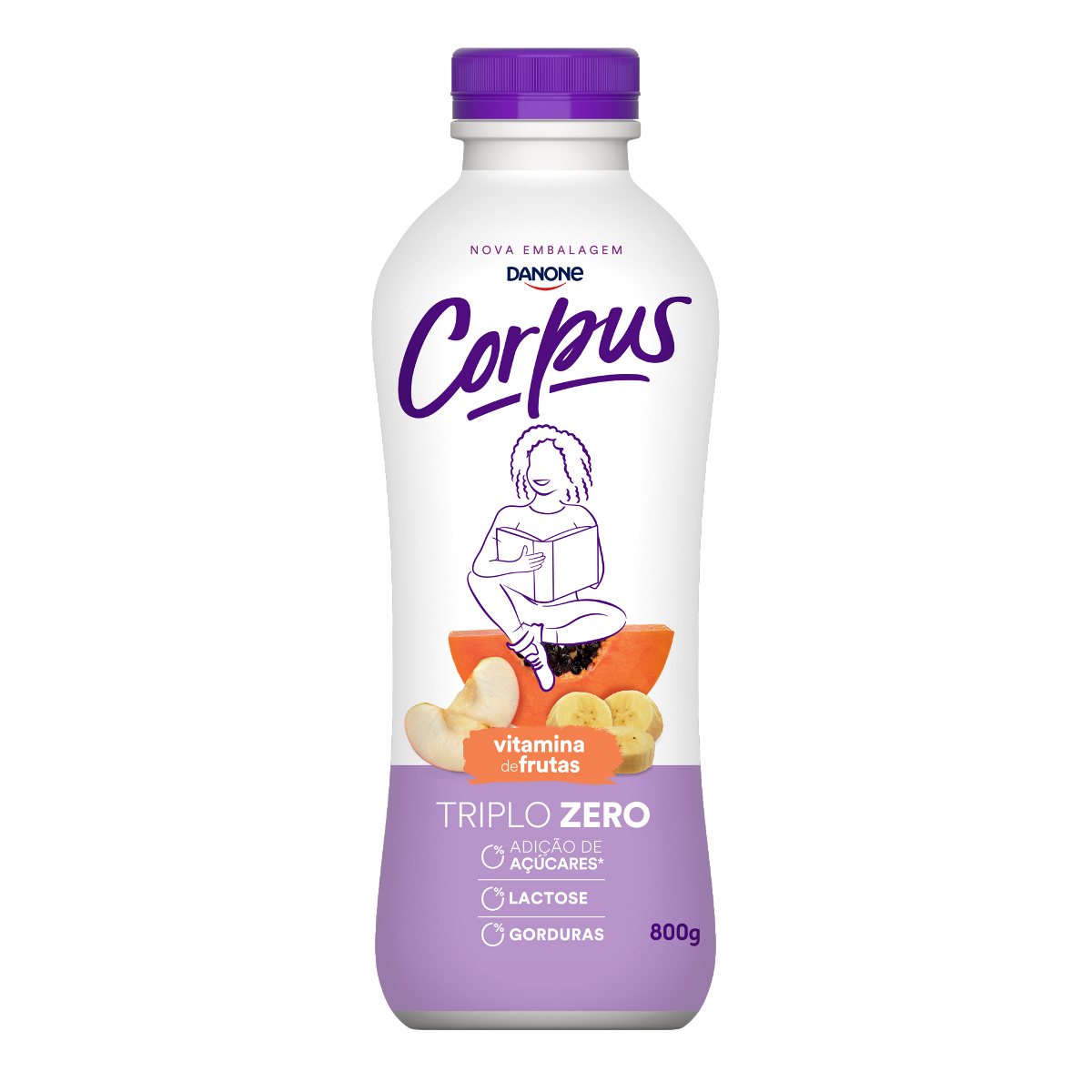 Iogurte Líquido Zero Lactose Corpus Vitamina de Fruta 800g