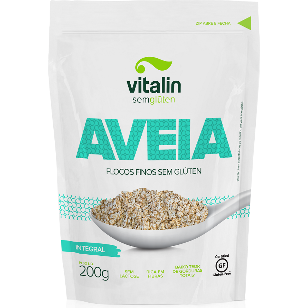 Aveia Integral sem Glúten em Flocos Finos VITALIN 200g