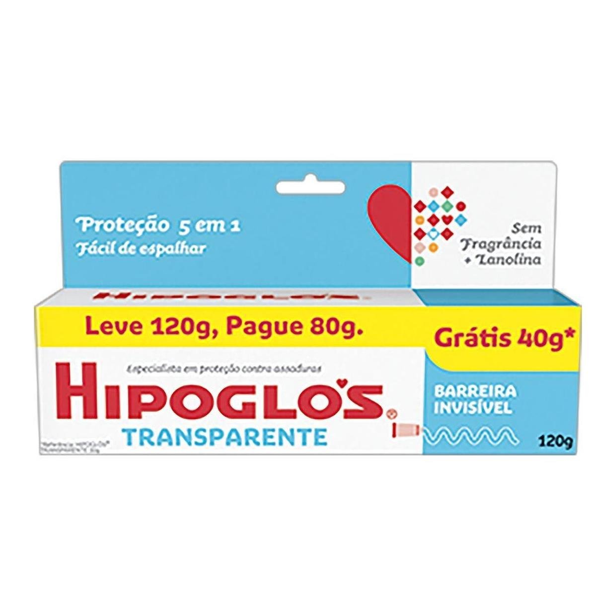 Creme Preventivo de Assaduras Transparente Hipoglós Caixa Leve 120g Pague 80g