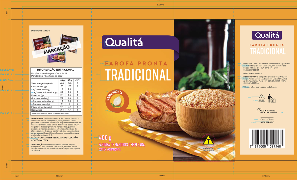 Farofa de Mandioca Tradicional Qualitá Pacote 400g