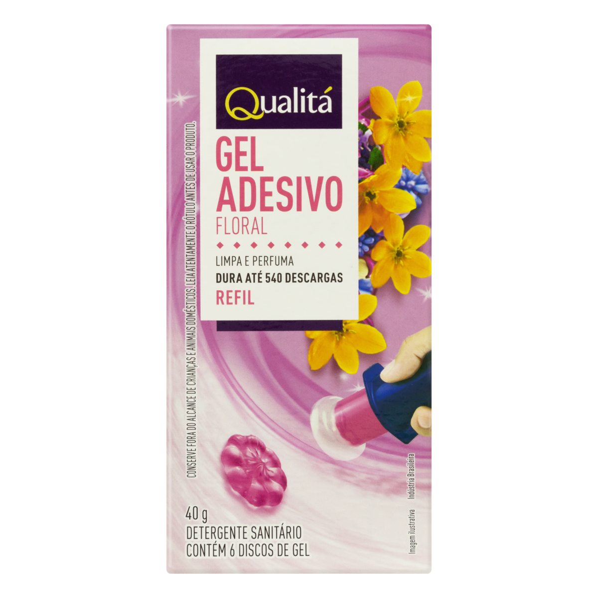 Detergente Sanitário Gel Adesivo Floral Qualitá 40g Refil
