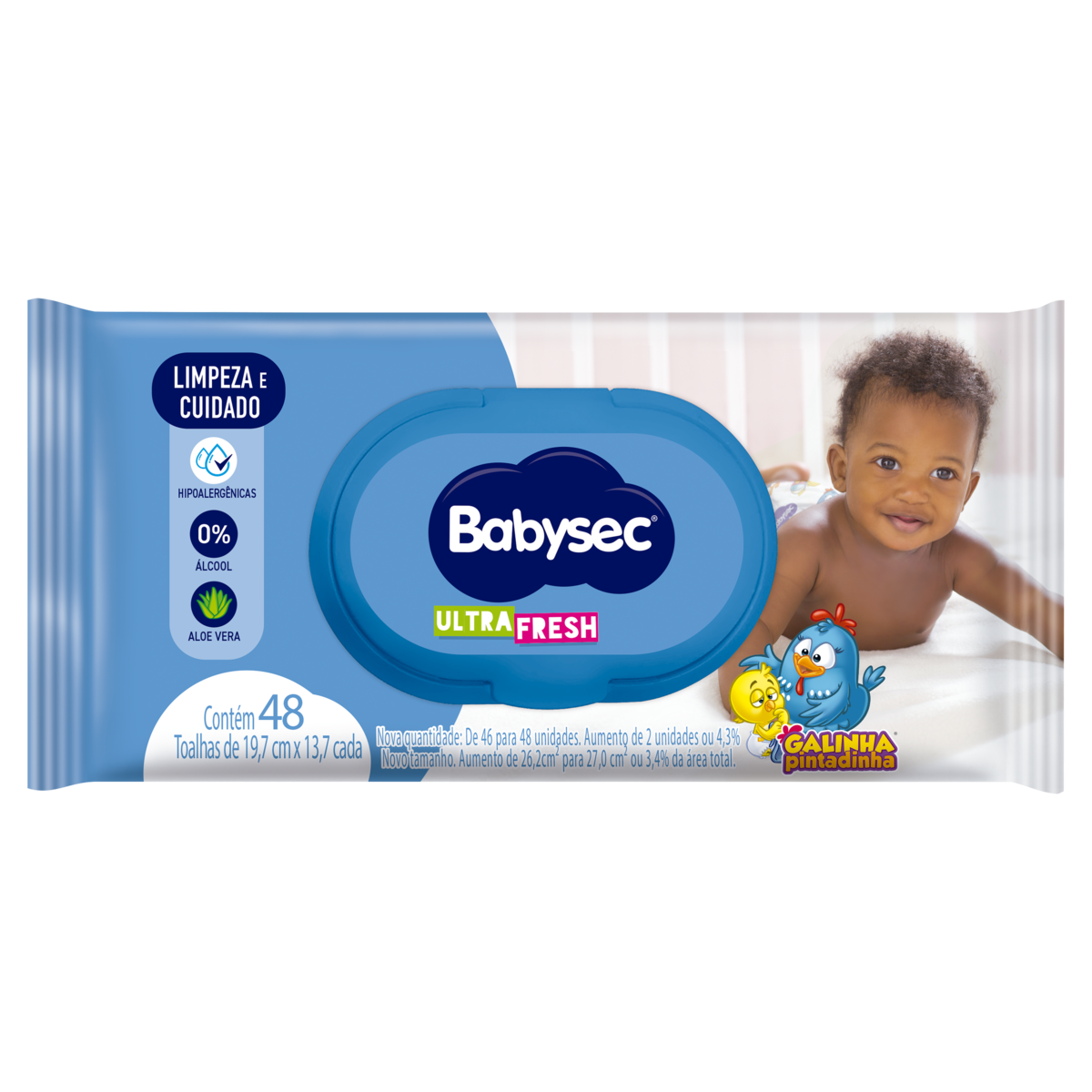 Toalha Umedecida Ultra Fresh BABYSEC Pacote com 46 Unidades