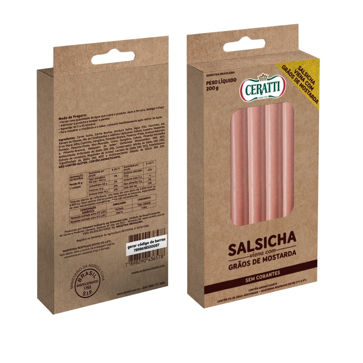 Salsicha Viena com Grãos de Mostarda Ceratti 200g