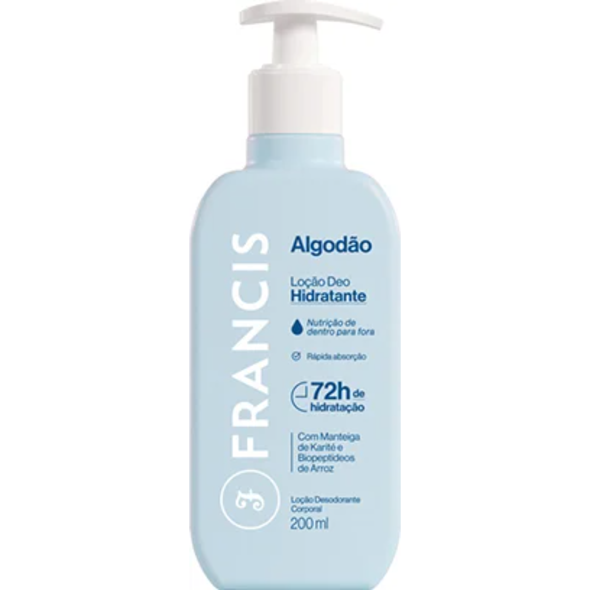 Loção Desodorante Deo-Hidratante Algodão Francis Frasco 200ml Pump