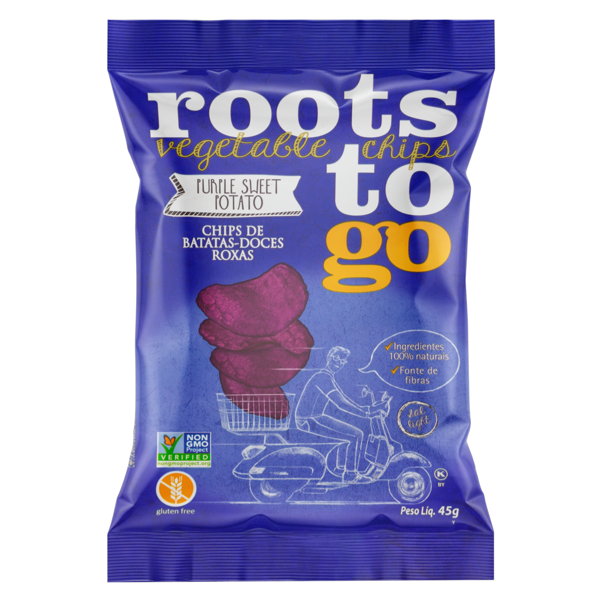 Chips Batatas-Doces Roxas Roots To Go Pacote 45g