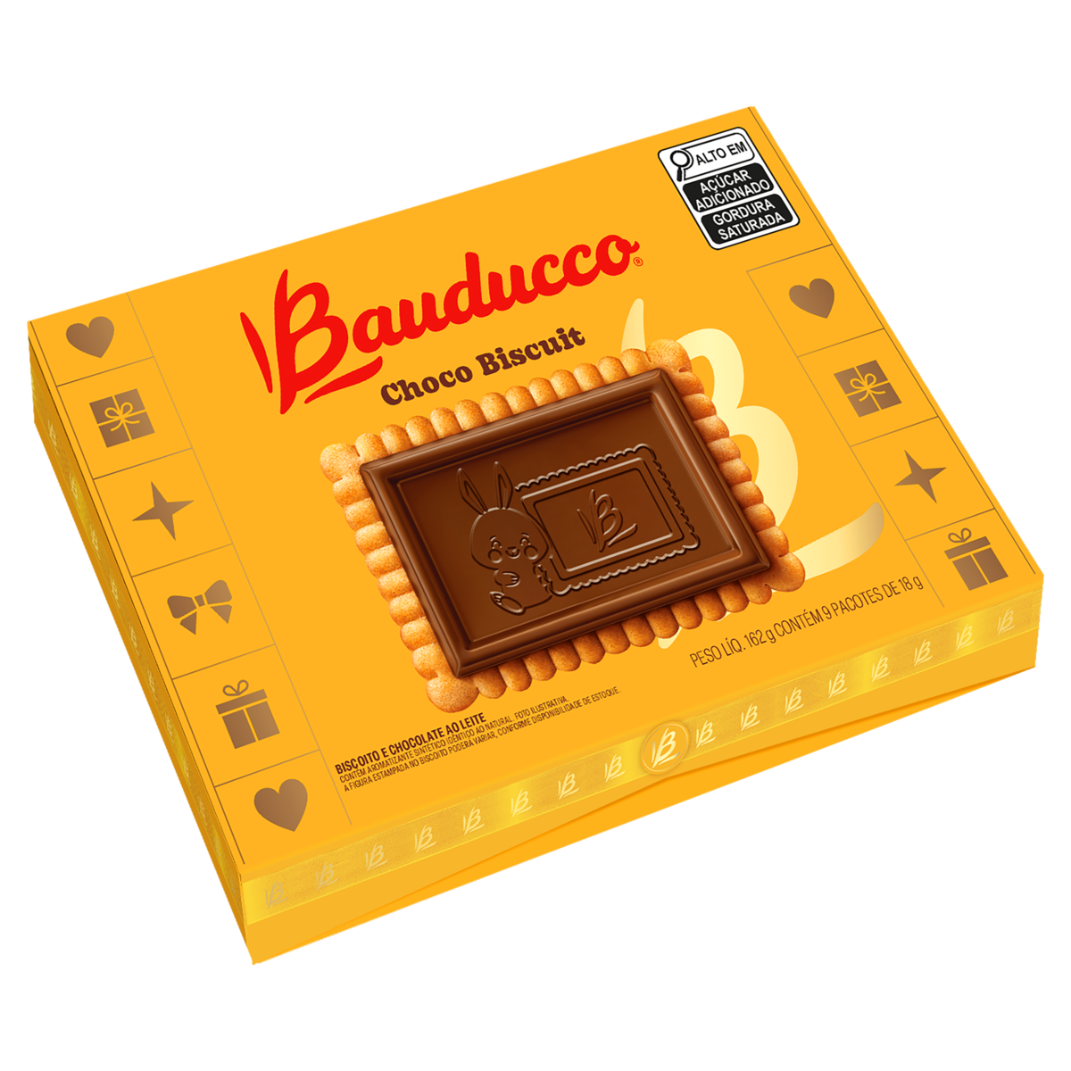 Biscoito Chocolate ao Leite Bauducco Choco Biscuit Caixa 162g 9 Unidades