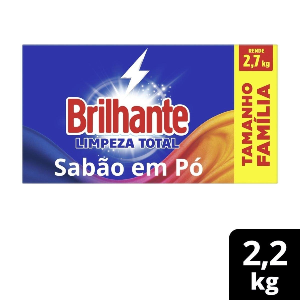 Lava-Roupas Pó Roupas Brancas e Coloridas Brilhante Limpeza Total Caixa 2,2kg Tamanho Família