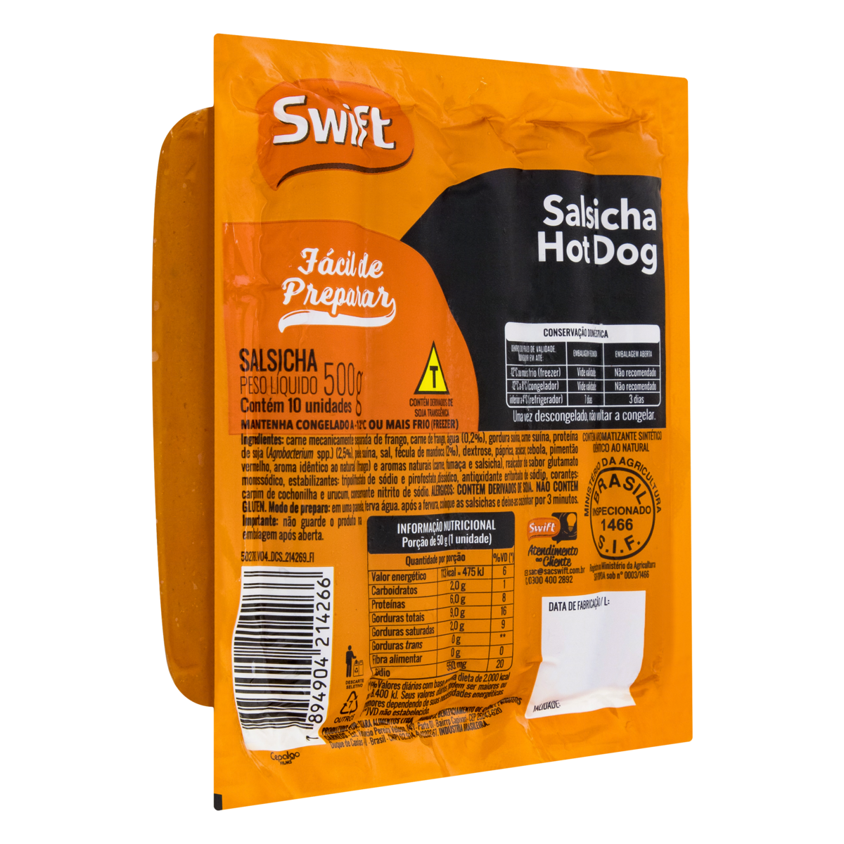 Salsicha Hot Dog Swift 500g