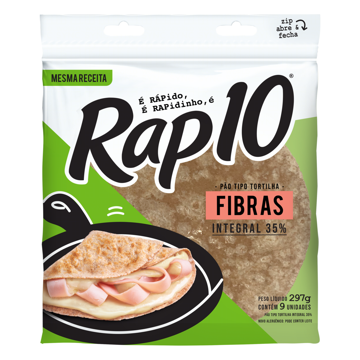 Pão Tortilha Integral Rap10 Pouch 297g