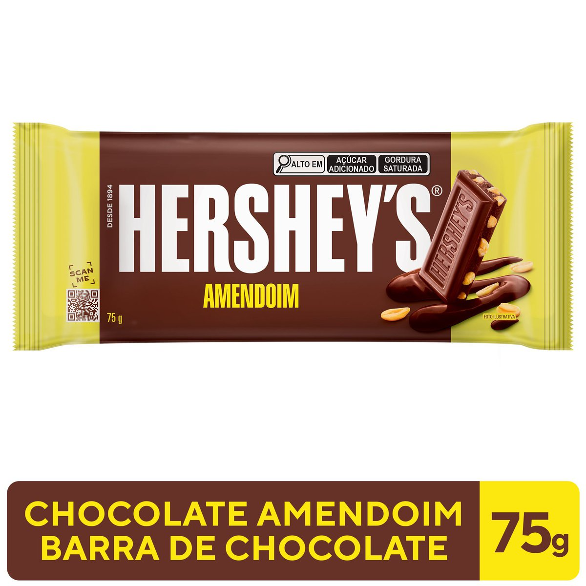 Chocolate ao Leite com Amendoim Hershey's Pacote 75g