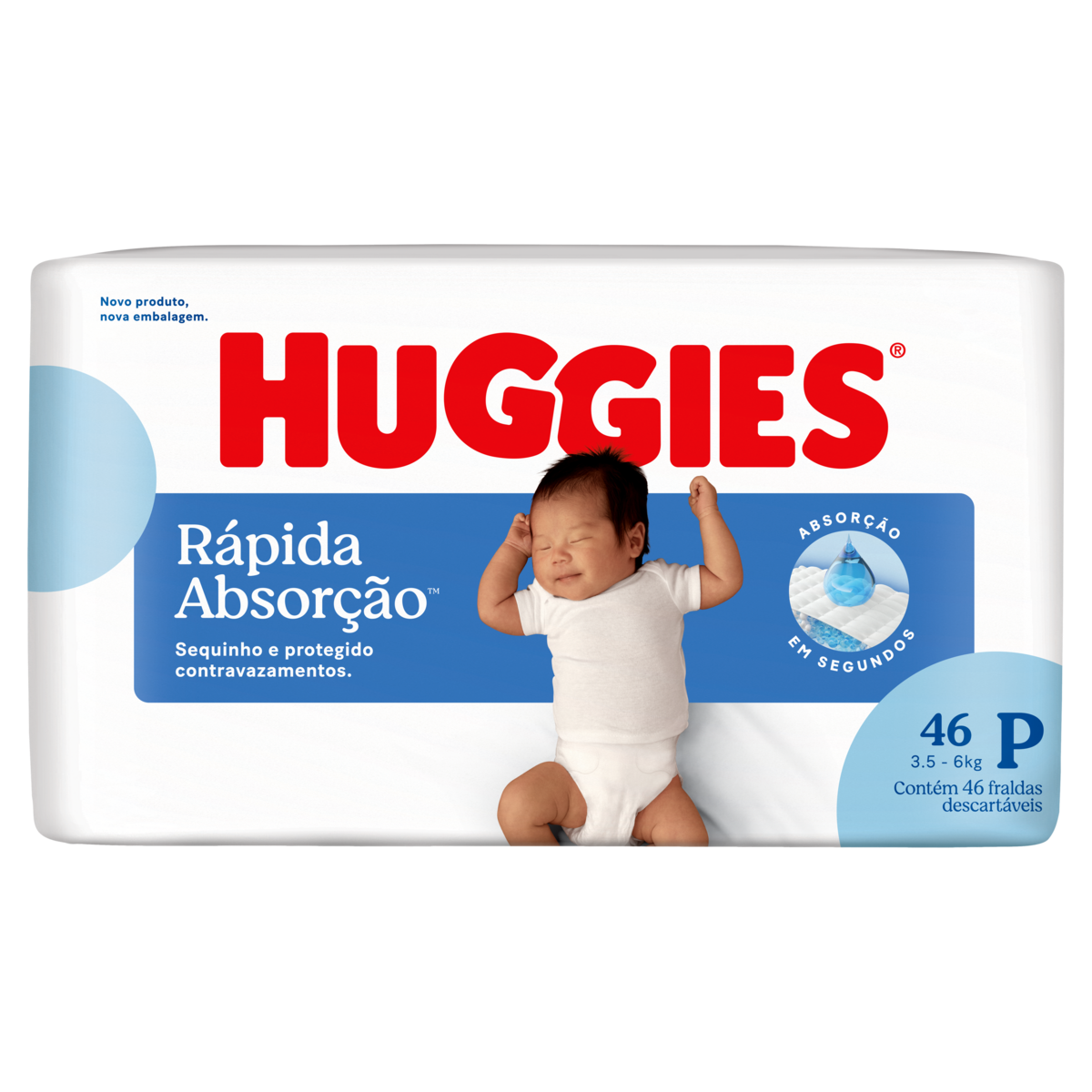 Fralda Descartável Recém-Nascido Huggies Tripla Proteção P Pacote 46 Unidades