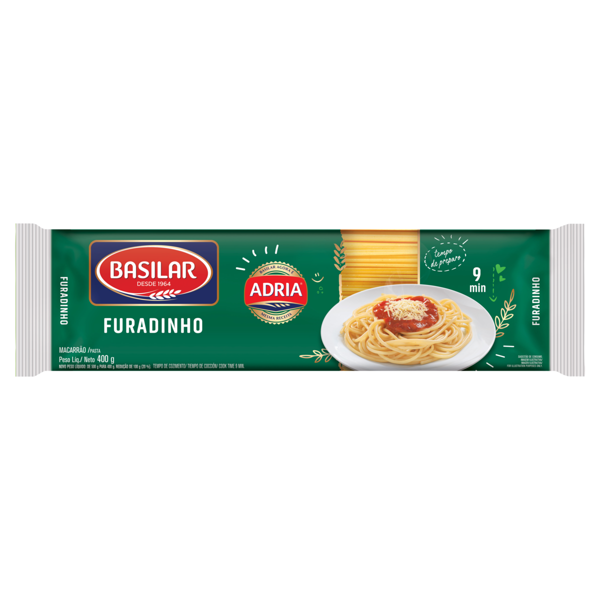 Macarrão Semolado Furadinho Basilar Pacote 400g