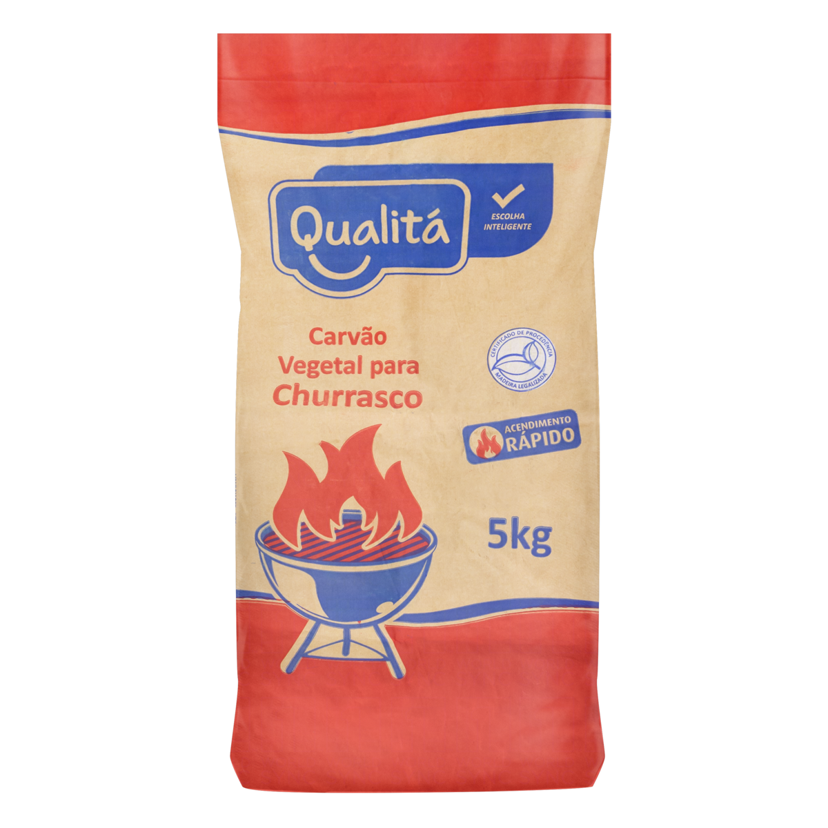 Carvão Vegetal para Churrasco Qualitá Pacote 5kg