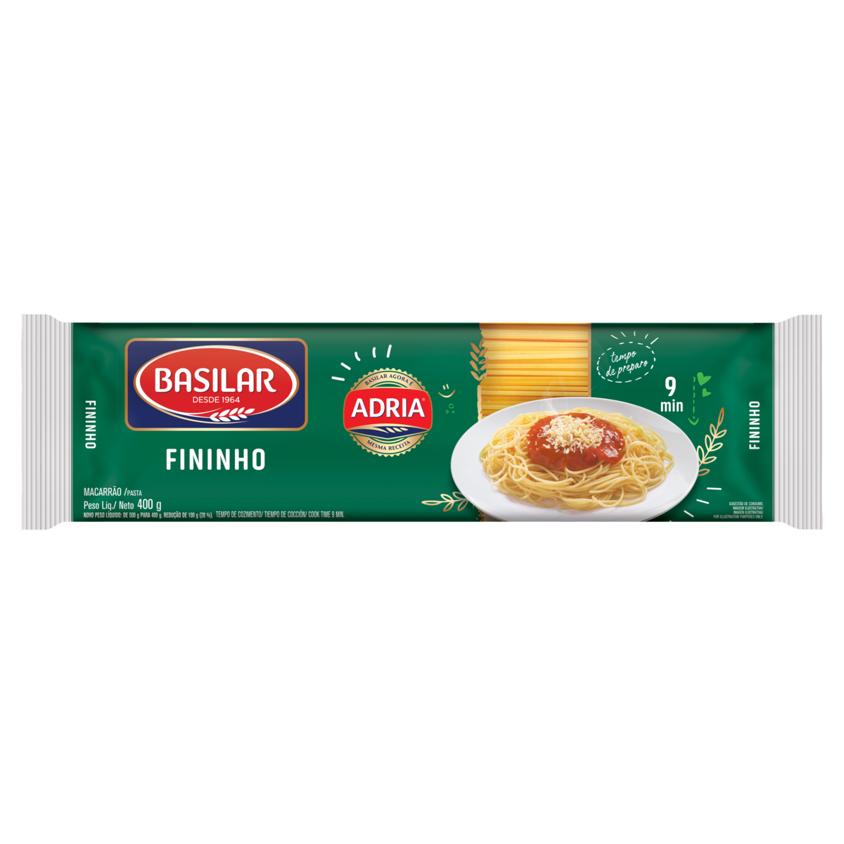 Macarrão Semolado Fininho Basilar Pacote 400g