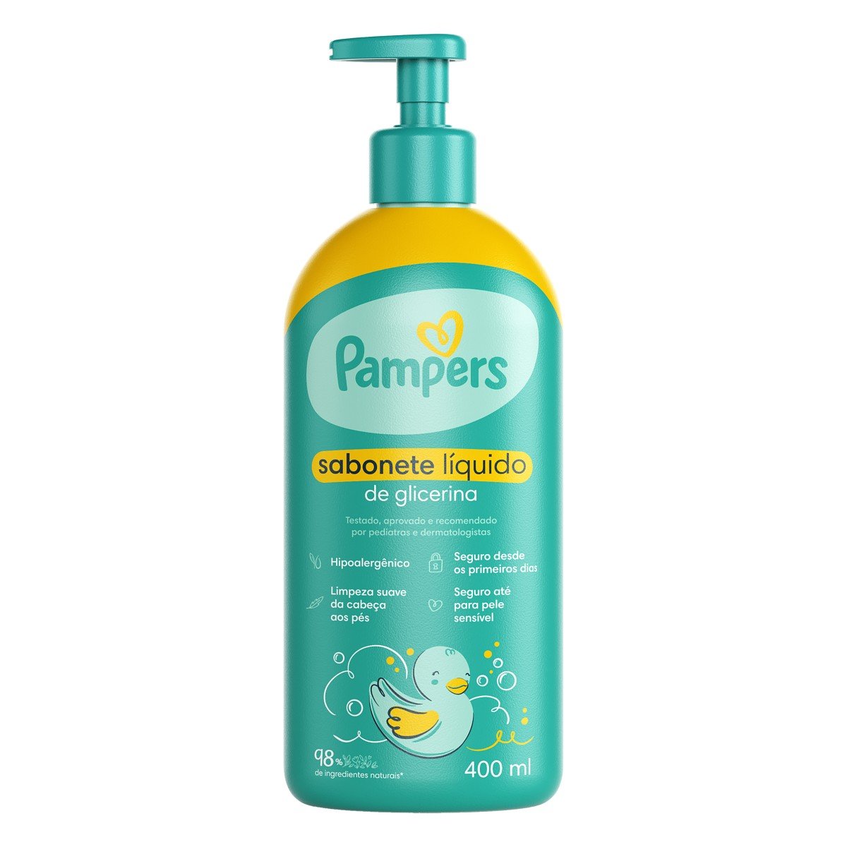 Sabonete Infantil Líquido de Glicerina da Cabeça aos Pés Pampers Frasco 400ml