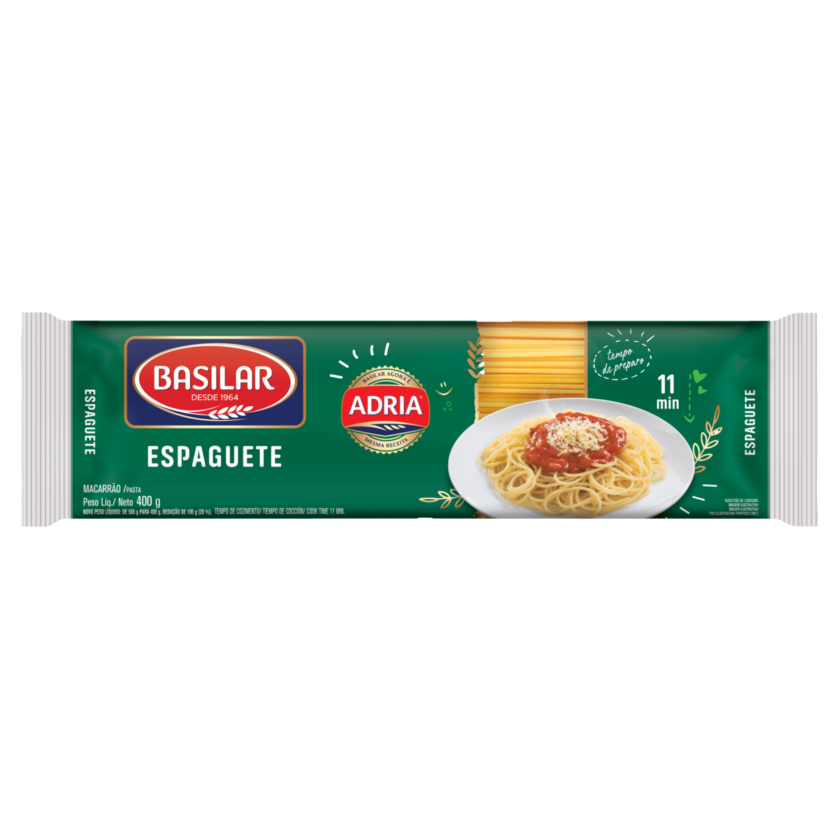 Macarrão Semolado Espaguete Basilar Pacote 400g