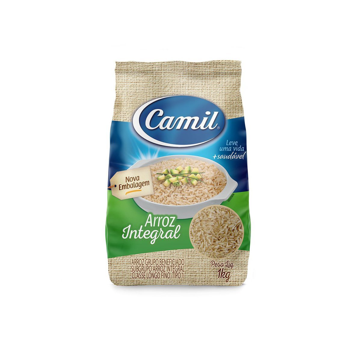 Arroz Cateto Tipo 1 Integral Camil Pacote 1kg
