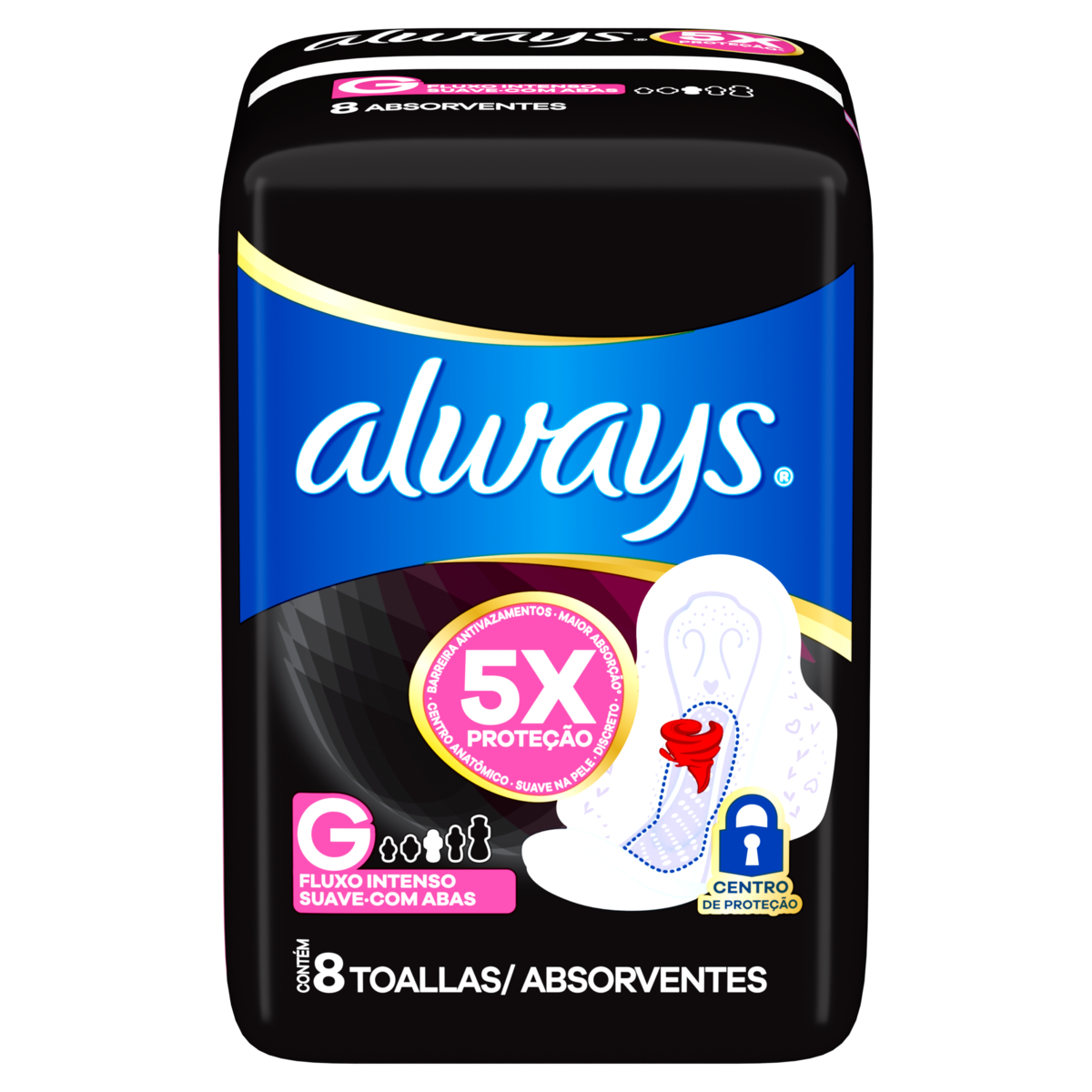 Absorvente com Abas Suave Always Noturno Grande Pacote 8 Unidades